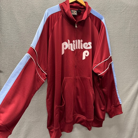 Philadelphia Phillies Majestic Track Jacket Mens 6X Cooperstown Collection VTG - Picture 6 of 11